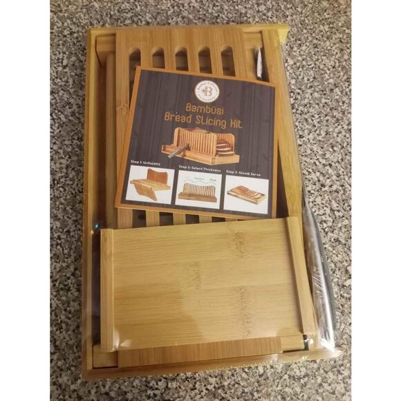 New bamboo bread slicing kit with knife - Picture 1 of 3